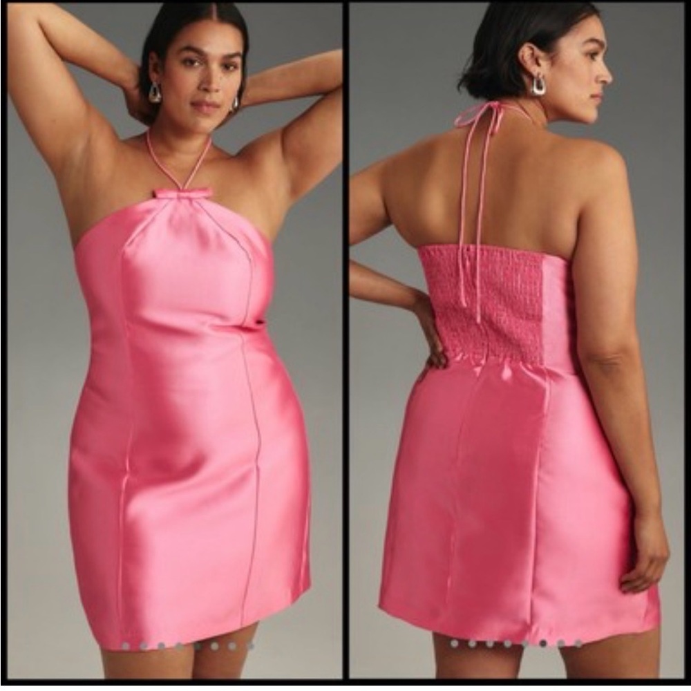 NWOT Hutch Bow Halter Slim Mini Dress Size 2X - Pink